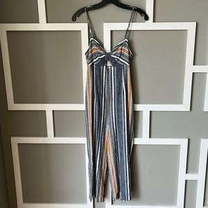 XXS BCBGeneration striped linen jumpsuit with pockets